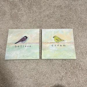 “Believe” and “Dream” Bird Wall Art Set